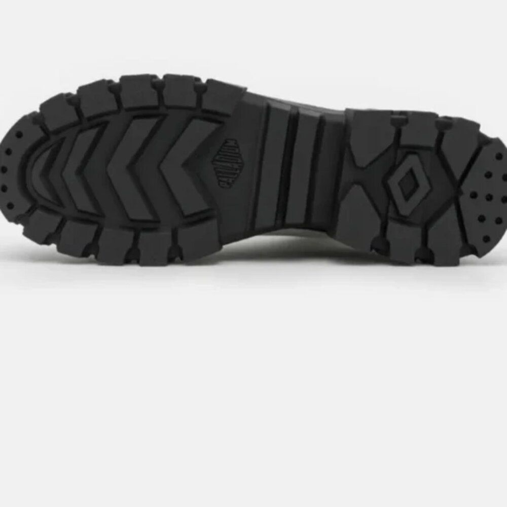 NEW Palladium Black White Canvas Chunky Lug Sole Y2K High Top Vegan Combat Boots - Picture 11 of 13